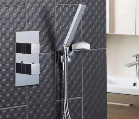Just Taps Athena Square Shower Valve 2 Handle 2 Outlet Chrome product image - Image 4