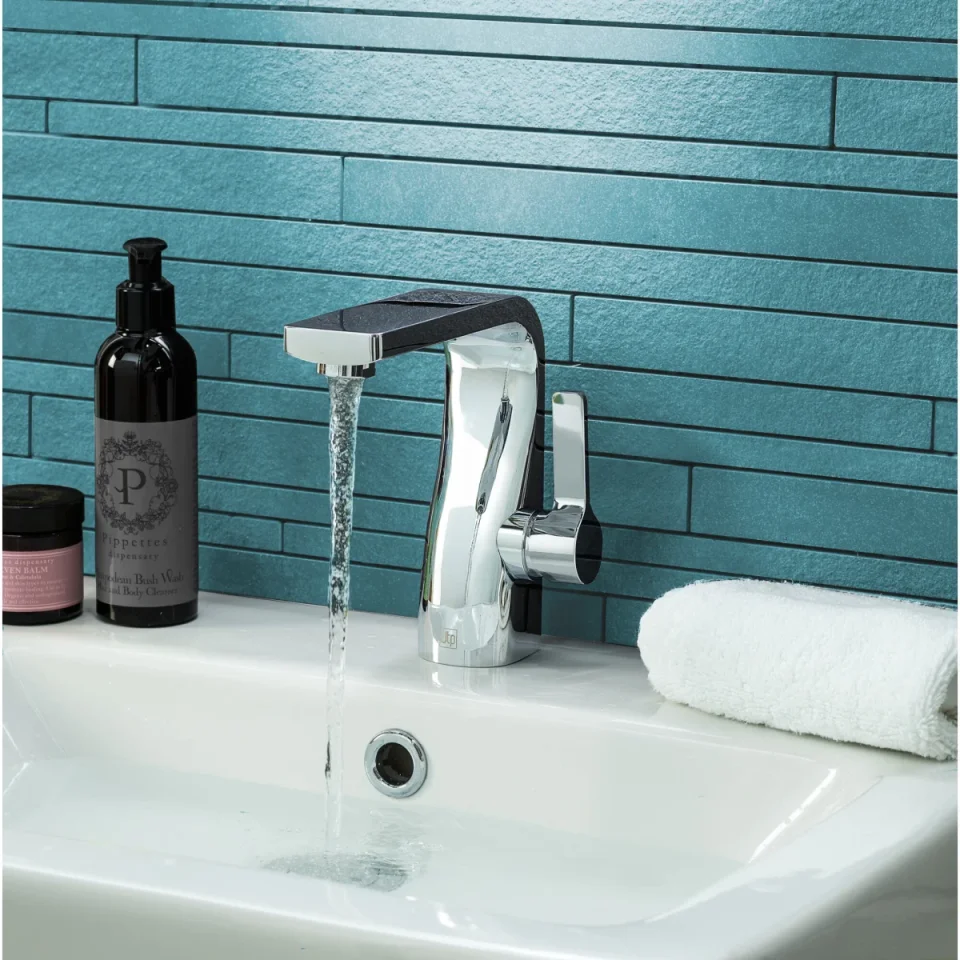 Just Taps Curve Single Lever Basin Mixer Chrome detail view - Image 2