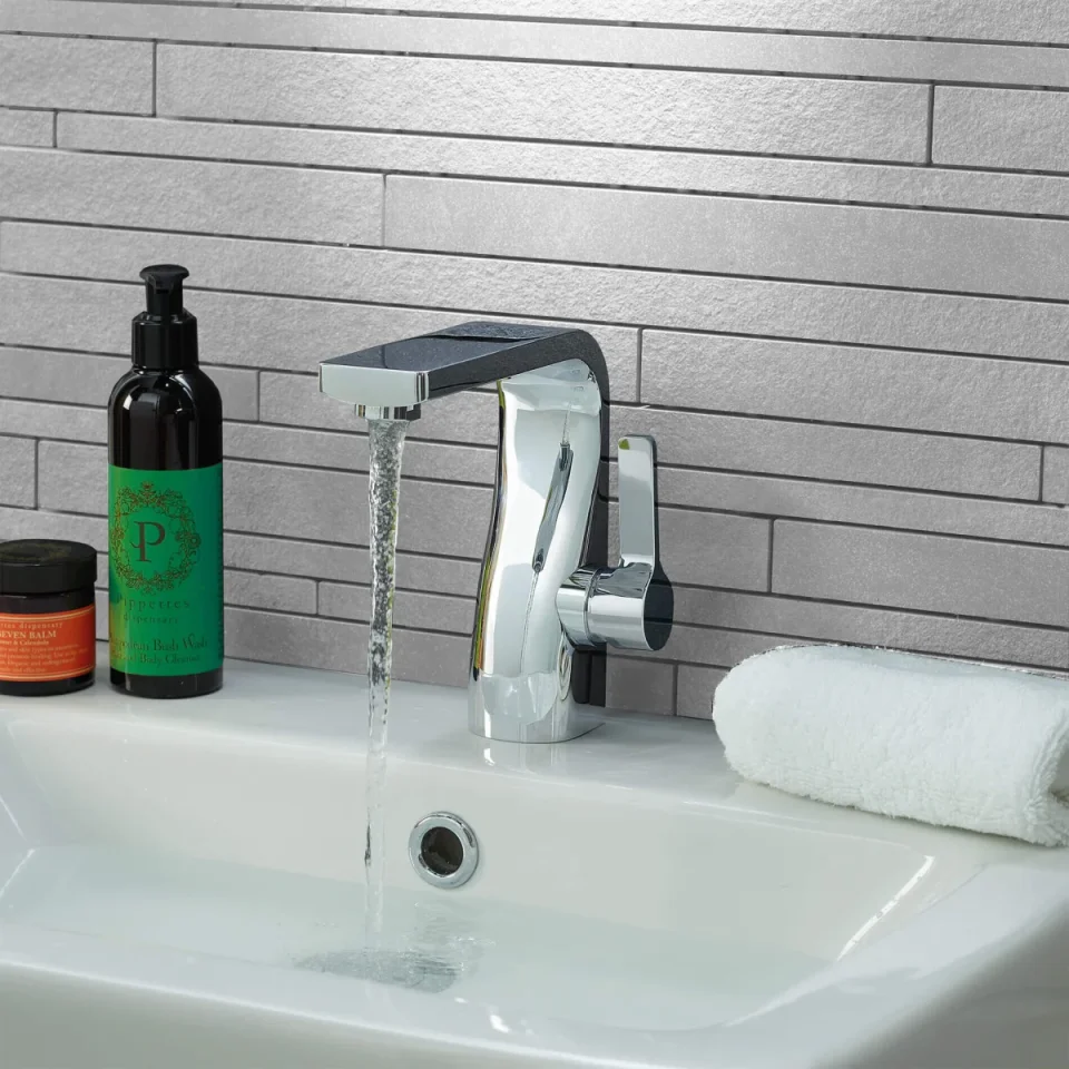 Just Taps Curve Single Lever Basin Mixer Chrome detail view - Image 3