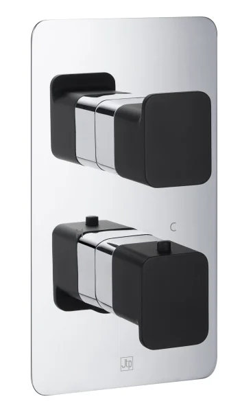 Just Taps Axel Thermo Concealed 1 Outlet Shower Valve Matt Black Handle Chrome