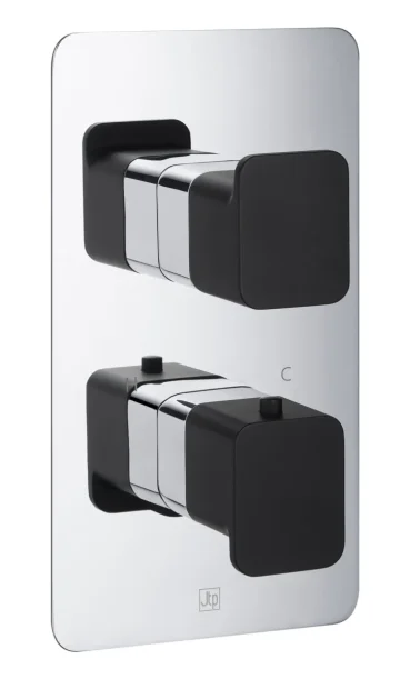 Just Taps Axel Thermo Concealed 1 Outlet Shower Valve Matt Black Handle Chrome product image - Image 5