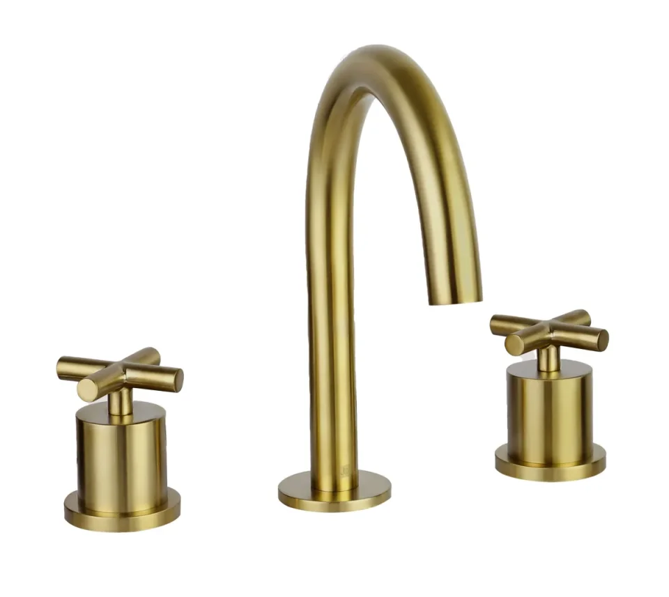 Just Taps Solex 3 Hole Deck Mounted Basin Mixer Brushed Brass product image - Image 3