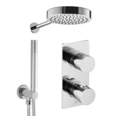 Just Taps Evo 2 Outlet Shower Valve, Arm 400mm, Overhead Shower 200mm, Round Water Outlet - Chrome product image - Image 2