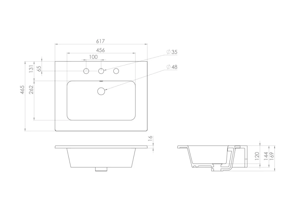 Saneux Uni 60x47cm Washbasin 3th detail view - Image 2