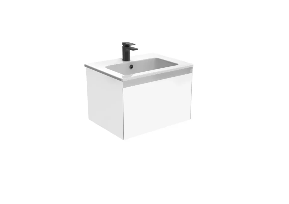 Saneux Uni 60cm 1 Drawer Wall Mounted Unit - Matte White product image - Image 3