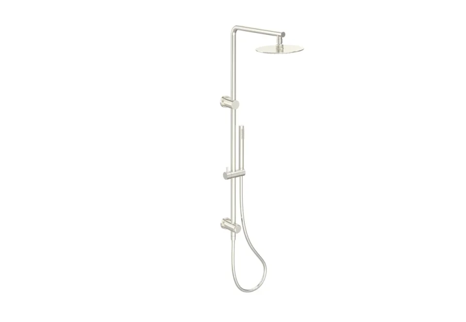 Saneux Cos Rigid Riser Kit With 2 Way Diverter Outlet - Brushed Nickel detail view - Image 2