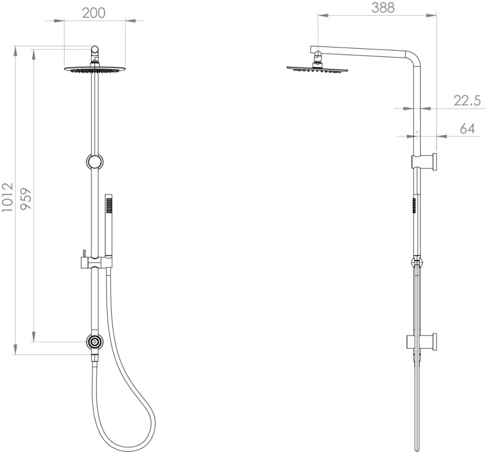 Saneux Cos Rigid Riser Kit With 2 Way Diverter Outlet - Brushed Nickel product image - Image 3