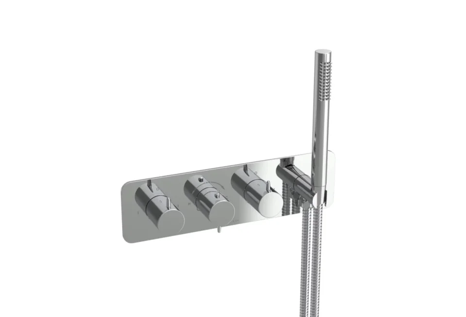 Saneux Eden 3 Way Handles & Plate Finish Kit In Landscape With Outlet Elbow (for Ed021l.h) - Chrome detail view - Image 5