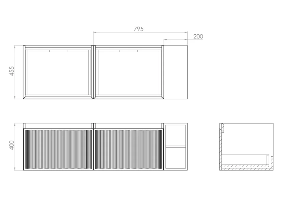 Saneux Monument 140cm Kit - 2 X 60cm 1 Drawer Wall Mounted Unit, 20cm Spacer & 140cm Countertop - Matte Sage detail view - Image 2
