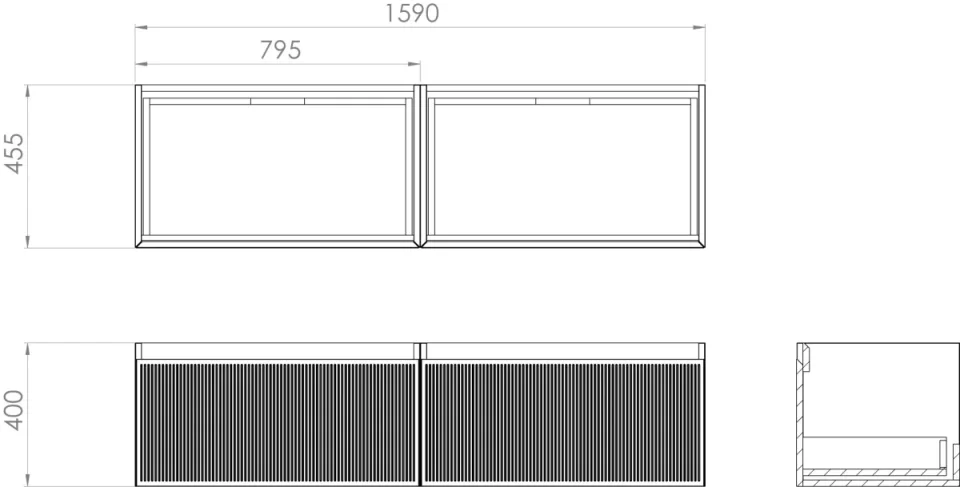 Saneux Monument 160cm Kit - 2 X 60cm 1 Drawer Wall Mounted Unit, 2 X 20cm Spacers & 160cm Countertop - Matte White detail view - Image 2
