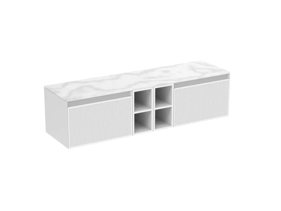 Saneux Monument 160cm Kit - 2 X 60cm 1 Drawer Wall Mounted Unit, 2 X 20cm Spacers & 160cm Countertop - Matte White product image - Image 3