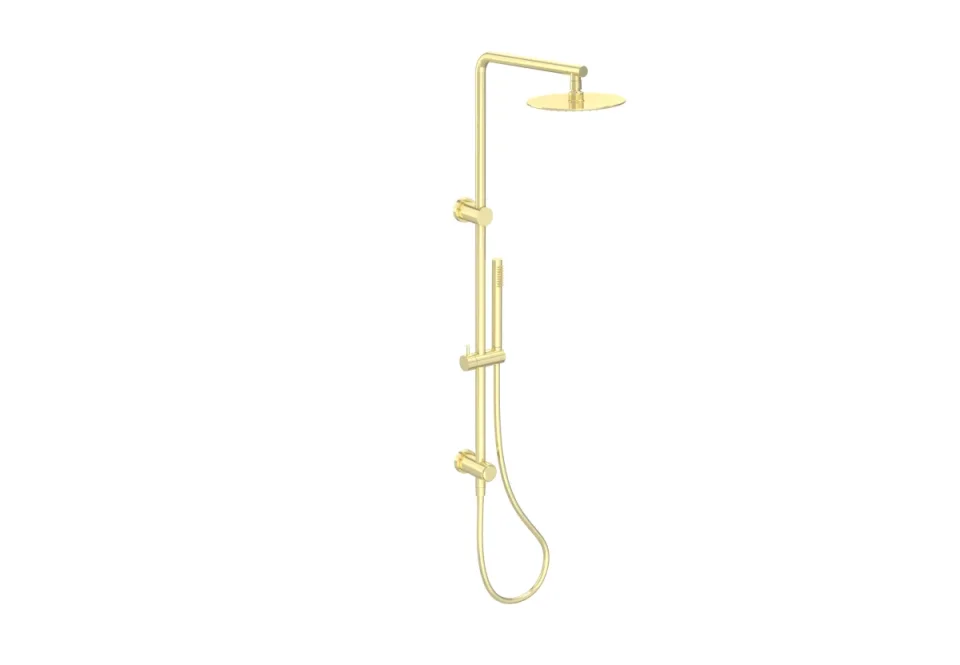Saneux Cos Rigid Riser Kit With 2 Way Diverter Outlet - Brushed Brass detail view - Image 2