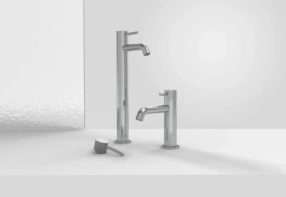 Saneux Cos Tall Basin Mixer Kit - W/ Fluted Handle - Chrome detail view - Image 3