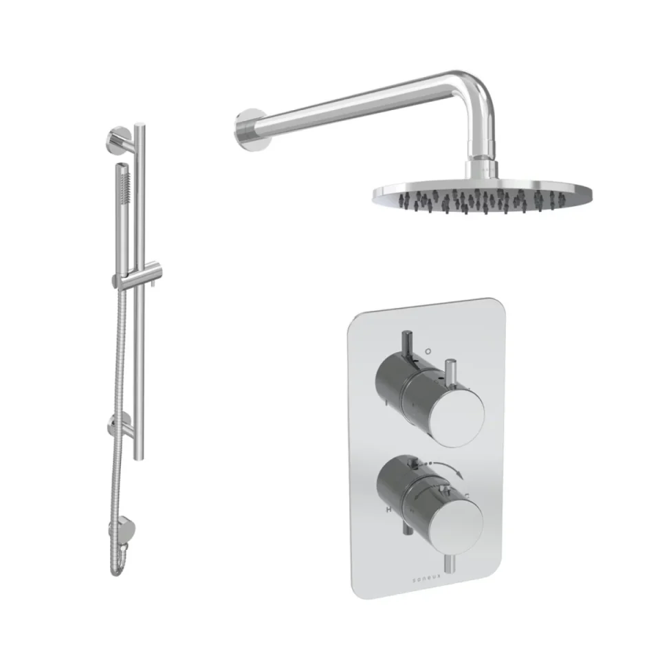 Saneux Cos 2 Way Shower Kit - W/ Slim Handset & Slider Rail & Shower Head - Chrome product image - Image 2