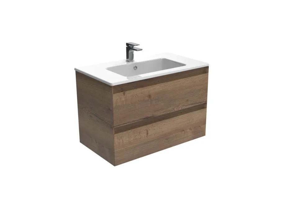 Saneux Uni 80cm 2 Drawer Wall Mounted Unit - English Oak product image - Image 5