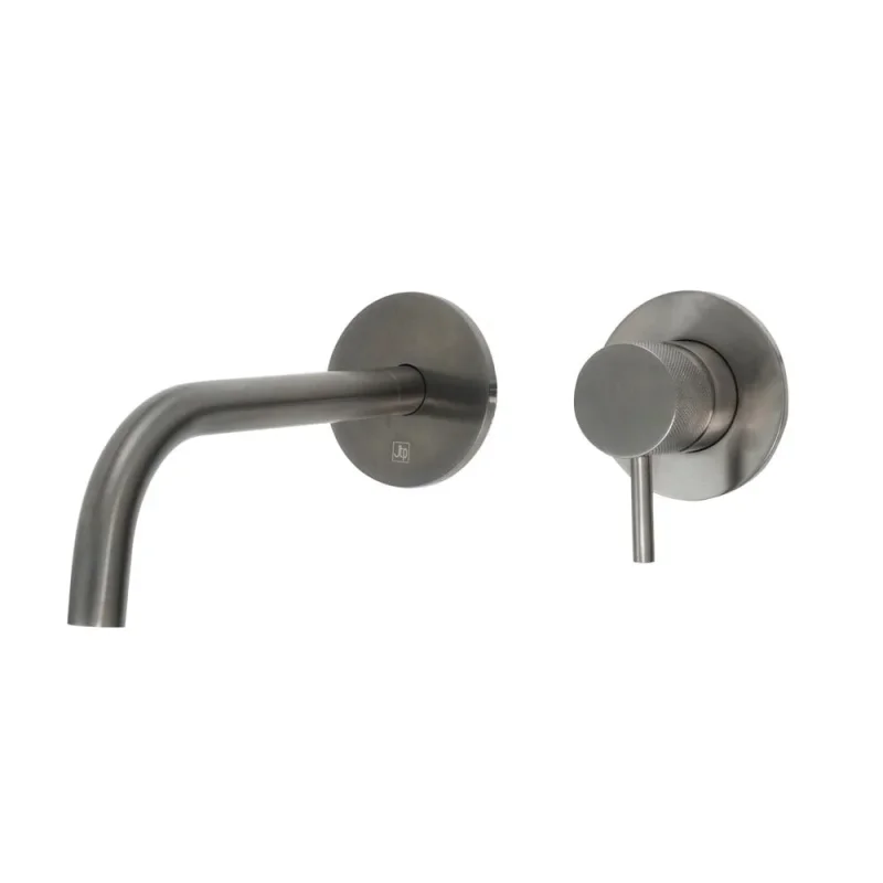 Just Taps Vos Single Lever Wall Mounted Basin Mixer Brushed Black Slim Spout With Designer Handle product image - Image 3