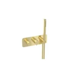 Saneux Eden 2 Way Thermostatic Shower Valve Kit In Landscape With Handspray - Brushed Brass product image - Image 3