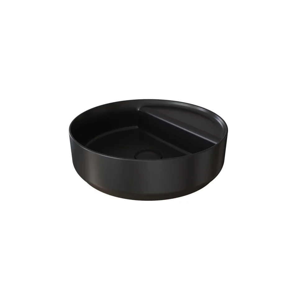 Saneux Oxford 42cm Countertop Basin 0 Tap Hole - Matte Black detail view - Image 3