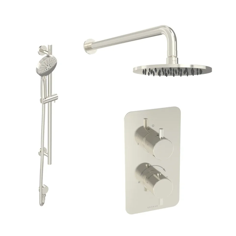 Saneux Cos 2 Way Shower Kit - W/ 3 Function Handset & Slider Rail & Shower Head - Brushed Nickel product image - Image 2