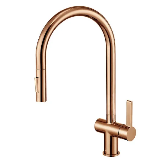 Just Taps Vos Rose Gold Single Lever Pull Out Sink Mixer detail view - Image 2