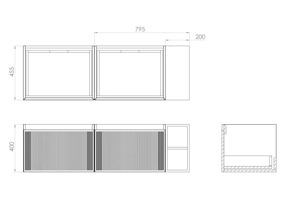 Saneux Monument 140cm Kit - 2 X 60cm 1 Drawer Wall Mounted Unit, 20cm Spacer & 140cm Countertop - Matte White detail view - Image 3