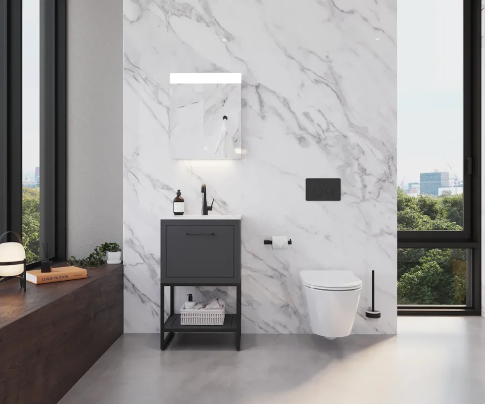 Saneux Kingsbury 50cm 1 Drawer Floor Standing Unit - Matte Anthracite detail view - Image 3