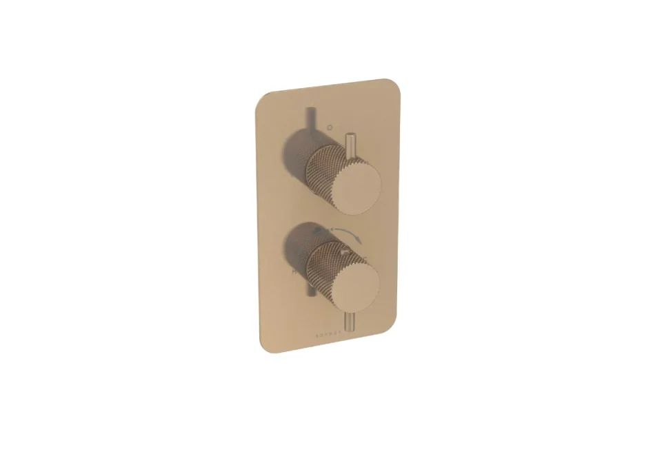 Saneux Cos 2 Way Thermostatic Shower Valve Kit - W/ Knurled Handle - Portrait - Brushed Bronze (pvd) product image - Image 4