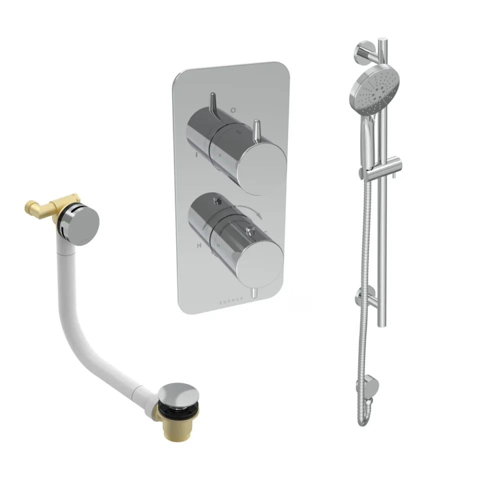 Saneux Eden 2 Way Shower Kit - W/ 3 Function Handset & Slider Rail & Bath Filler - Chrome product image - Image 2