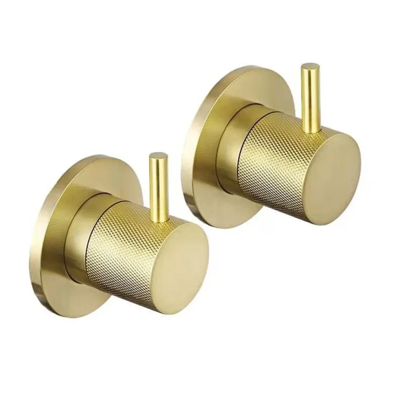 Just Taps Vos Wall Valves Designer Handle Brushed Brass detail view - Image 3