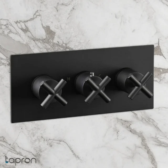 Just Taps Solex Concealed 2 Option 3 Handle Vertical Valve Matt Black product image - Image 2