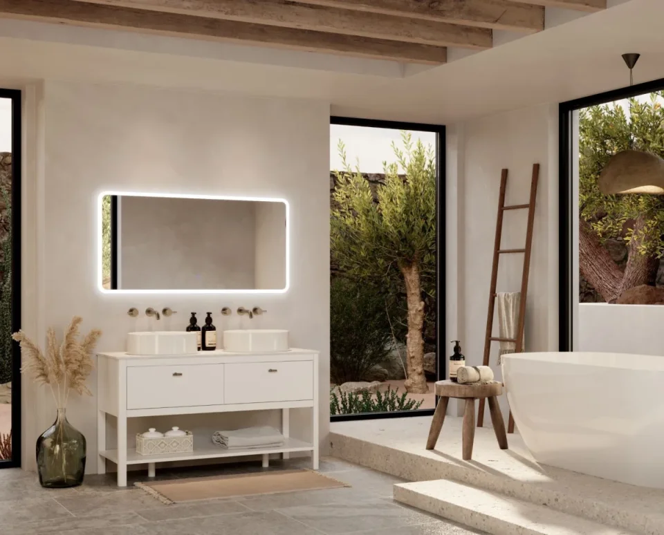 Saneux Frontier 120cm 2 Drawer Floor Standing Unit With Undermount Tray - Matte White detail view - Image 3