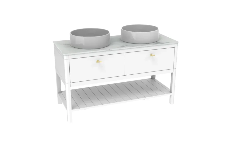 Saneux Frontier 120cm 2 Drawer Floor Standing Unit With Undermount Tray - Matte White product image - Image 8