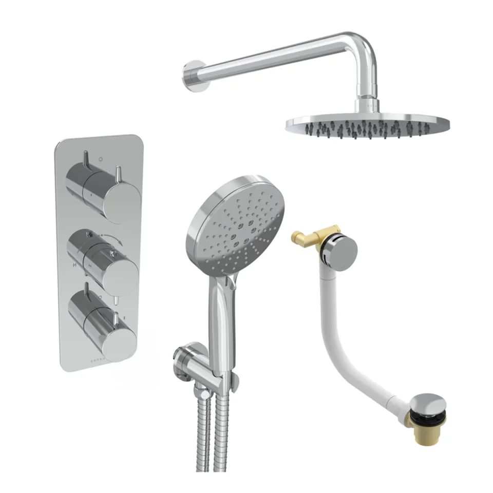 Saneux Eden 3 Way Shower Kit - W/ 3 Function Handset & Bath Filler & Shower Head - Chrome product image - Image 2