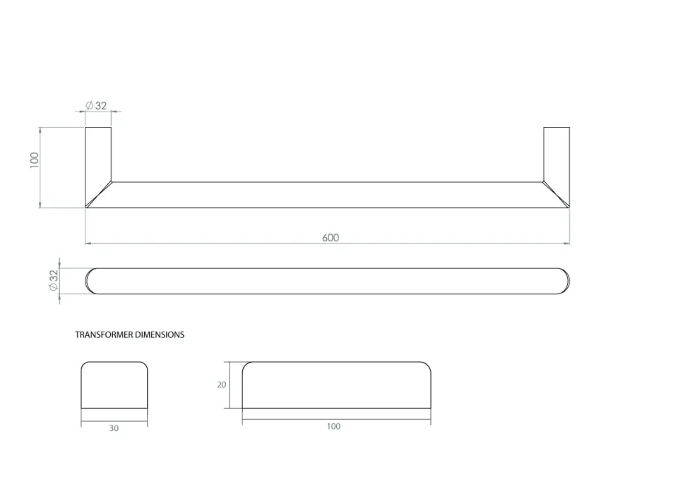 Saneux Ember 600mm Round Electric Towel Rail - 12v - Brushed Bronze - Size Tolerance Between 595 - 600mm detail view - Image 2