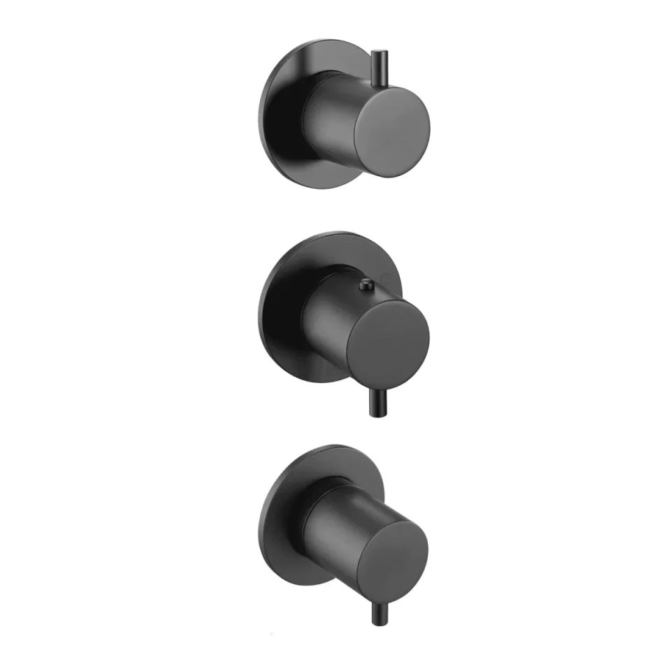 Vos Modular Thermostatic Concealed 3 outlet Shower Valve Matt Black detail view - Image 2