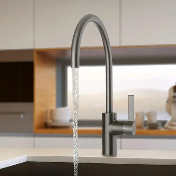 Just Taps Brushed Black Single Lever Sink Mixer detail view - Image 2