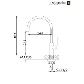Just Taps Brushed Black Single Lever Sink Mixer product image - Image 4