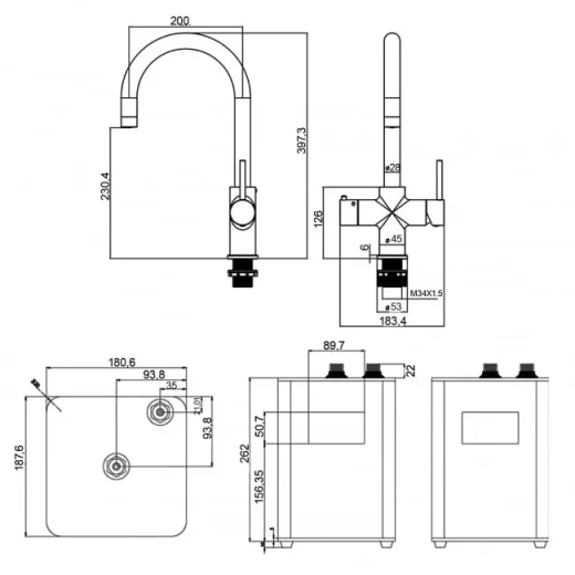 Just Taps 4 In 1 Boiling Tap detail view - Image 2
