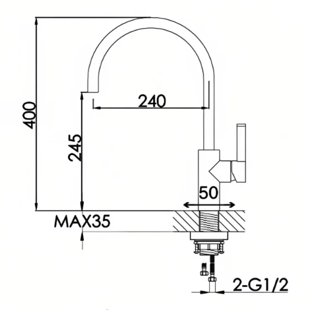 Just Taps Chrome Single Lever Sink Mixer product image - Image 3