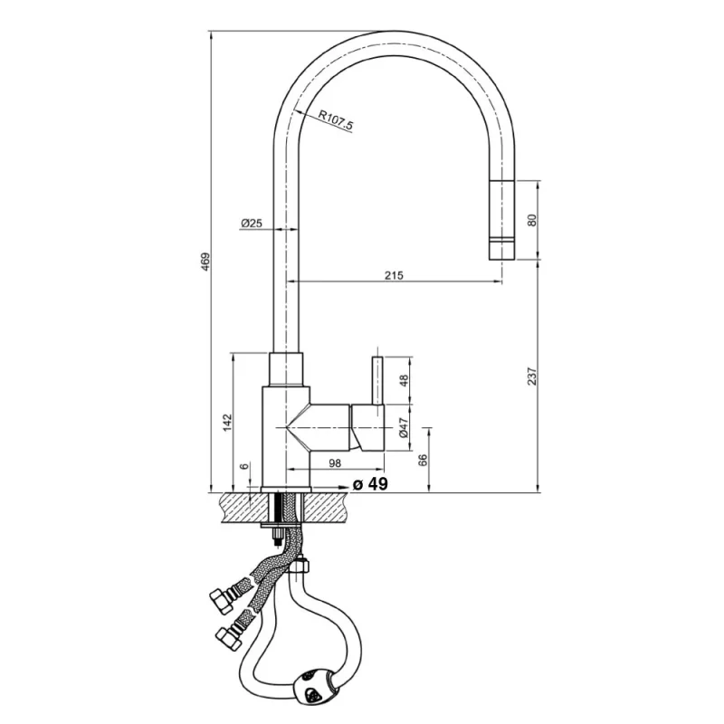 Just Taps Zecca Sink Mixer With Pull Out Spout Swivel Spout detail view - Image 2