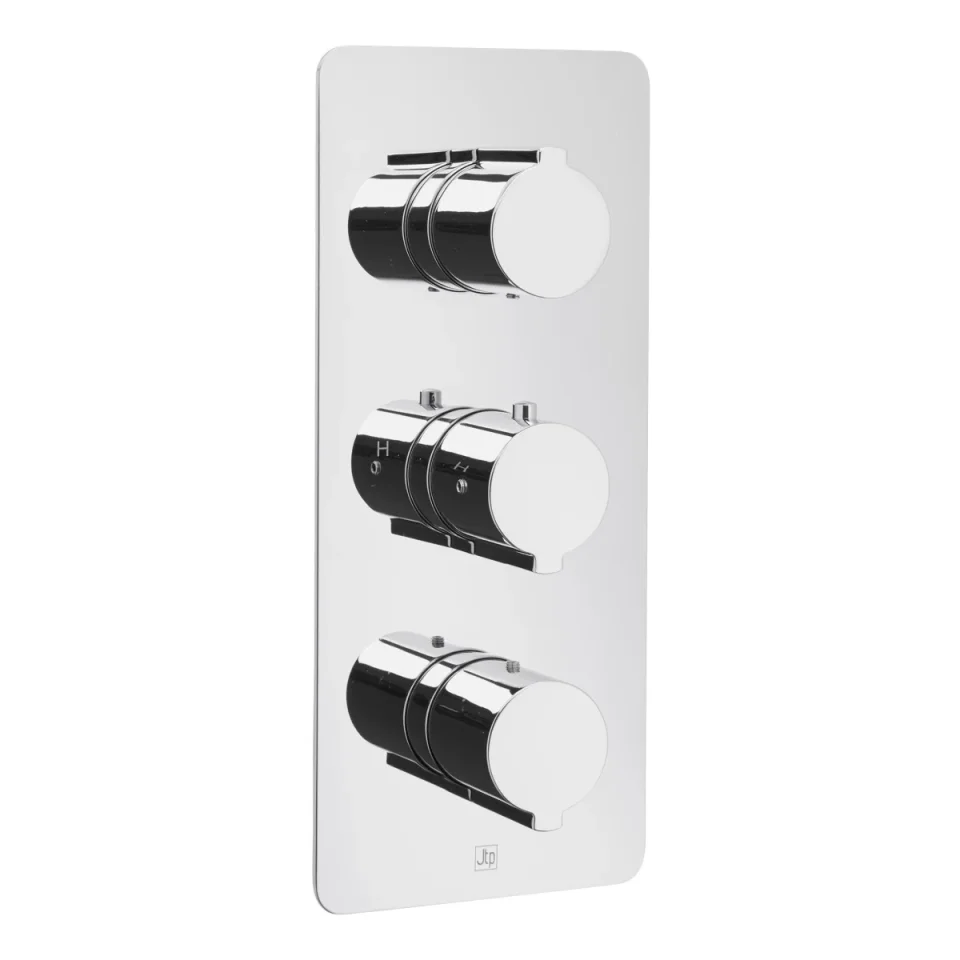 Just Taps Curve Thermostatic Shower Valve 3 Options 3 Handles Horizont Chrome product image - Image 2