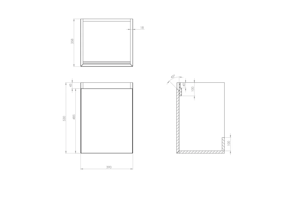 Saneux Uni 40cm 1 Door Wall Mounted Unit - Matte Anthracite detail view - Image 2