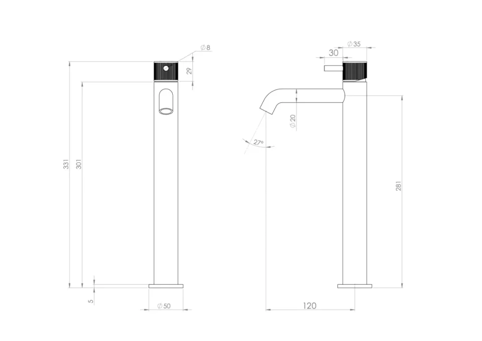 Saneux Cos Tall Basin Mixer Kit - W/ Classic Handle - Chrome product image - Image 3