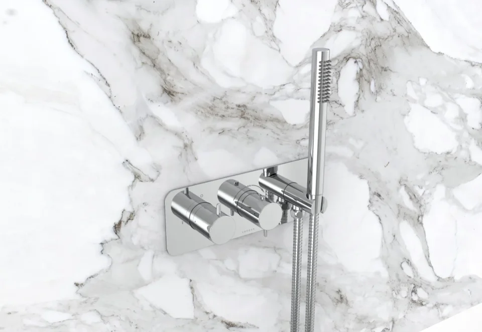 Saneux Eden 2 Way Handles & Plate Finish Kit In Landscape With Outlet Elbow (for Ed020l.h) - Chrome product image - Image 4