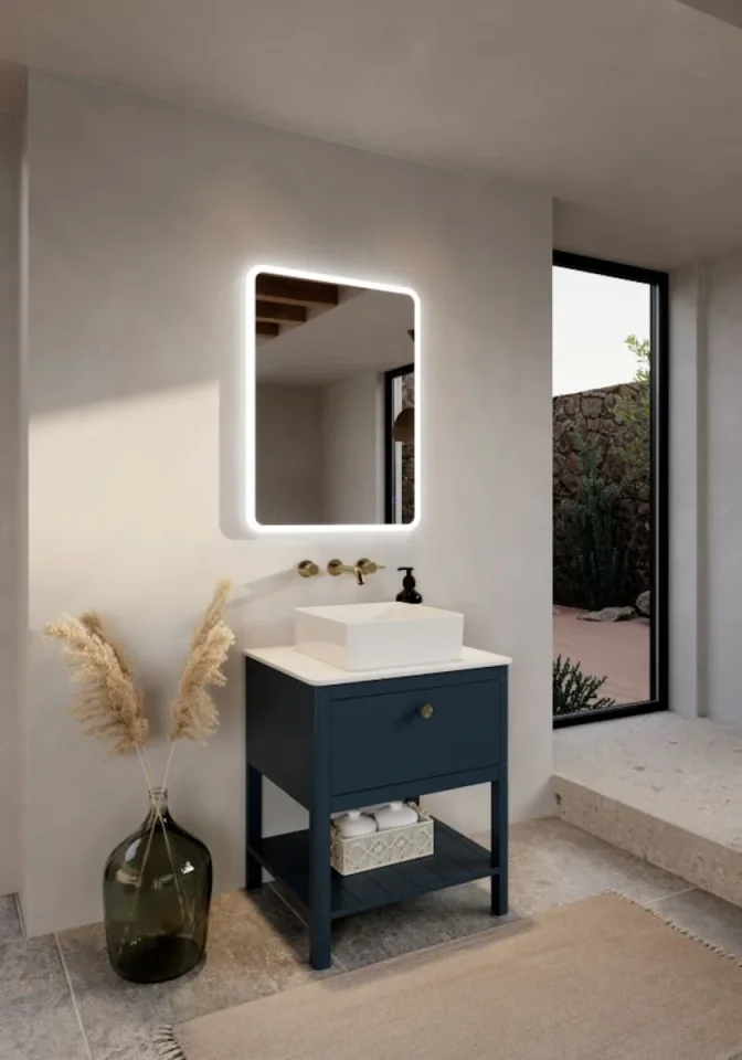 Saneux Frontier 60cm 1 Drawer Floor Standing Unit With Undermount Tray - Matte Fiord detail view - Image 4