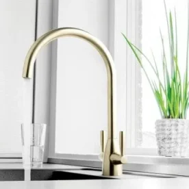 Just Taps Blink Sink Mixer Swivel Spout Brushed Brass detail view - Image 3