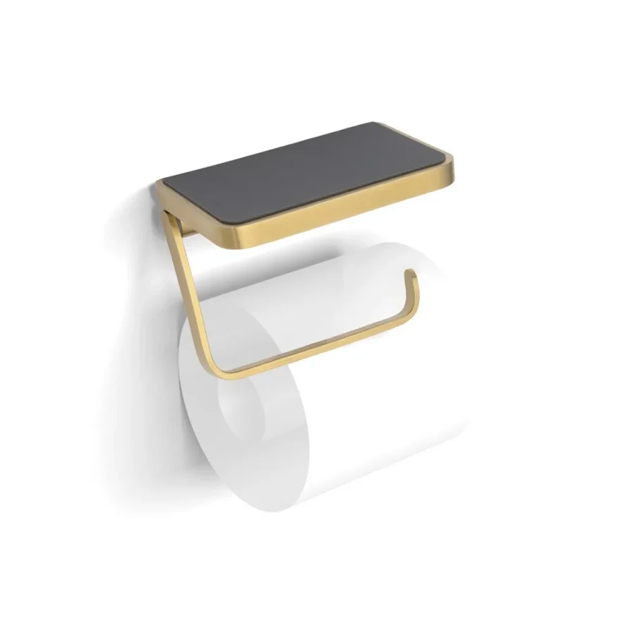 Hib Atto (brushed Brass) Toilet Roll Holder With Shelf & Anti-slip Mat product image - Image 3