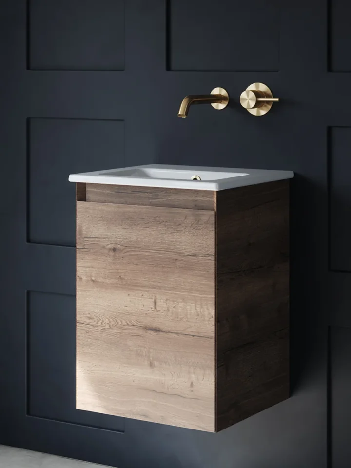 Saneux Uni 40cm 1 Door Wall Mounted Unit - English Oak product image - Image 5