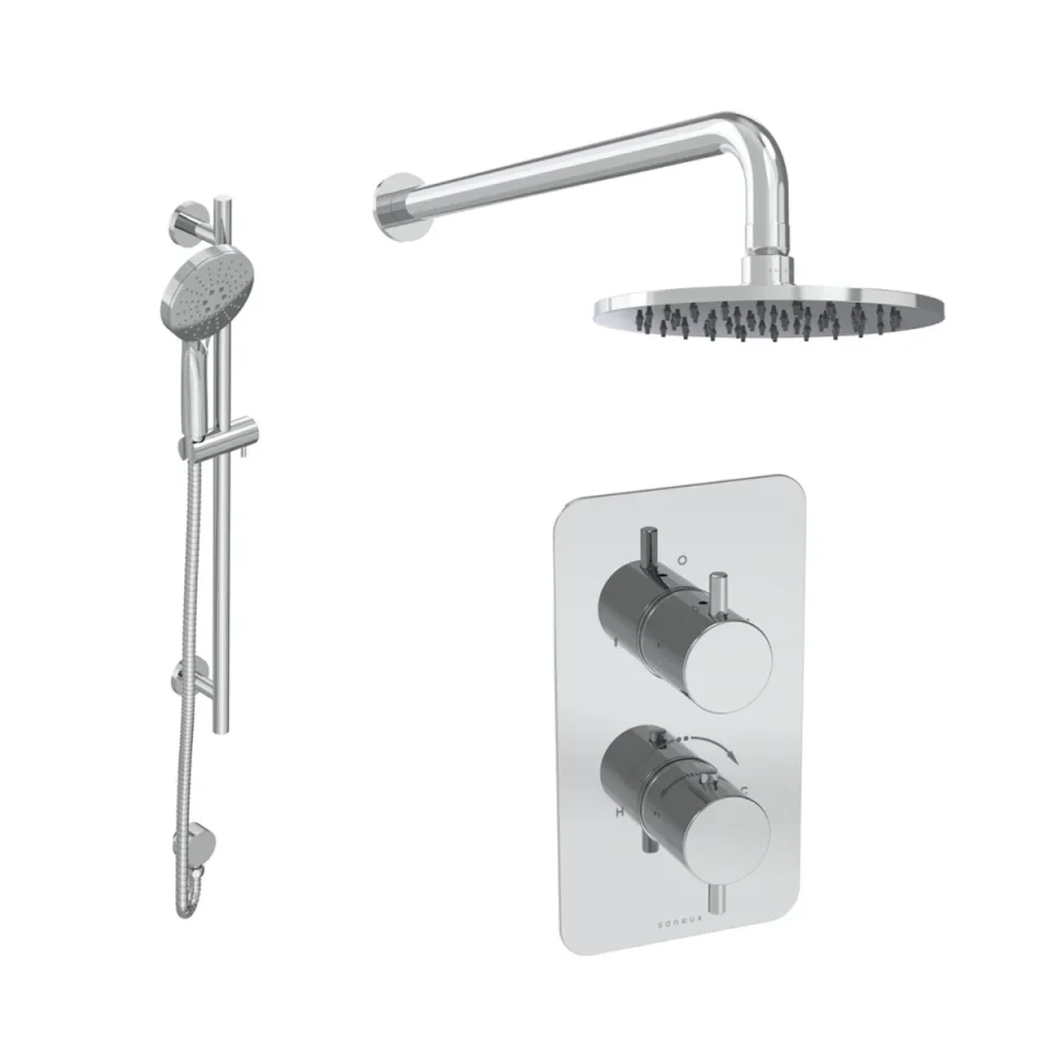 Saneux Cos 2 Way Shower Kit - W/ 3 Function Handset & Slider Rail & Shower Head - Chrome product image - Image 2