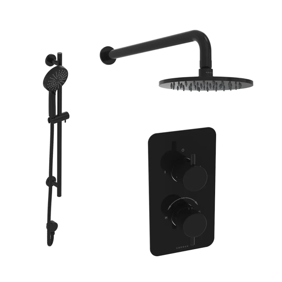Saneux Cos 2 Way Shower Kit - W/ 3 Function Handset & Slider Rail & Shower Head - Satin Black product image - Image 2